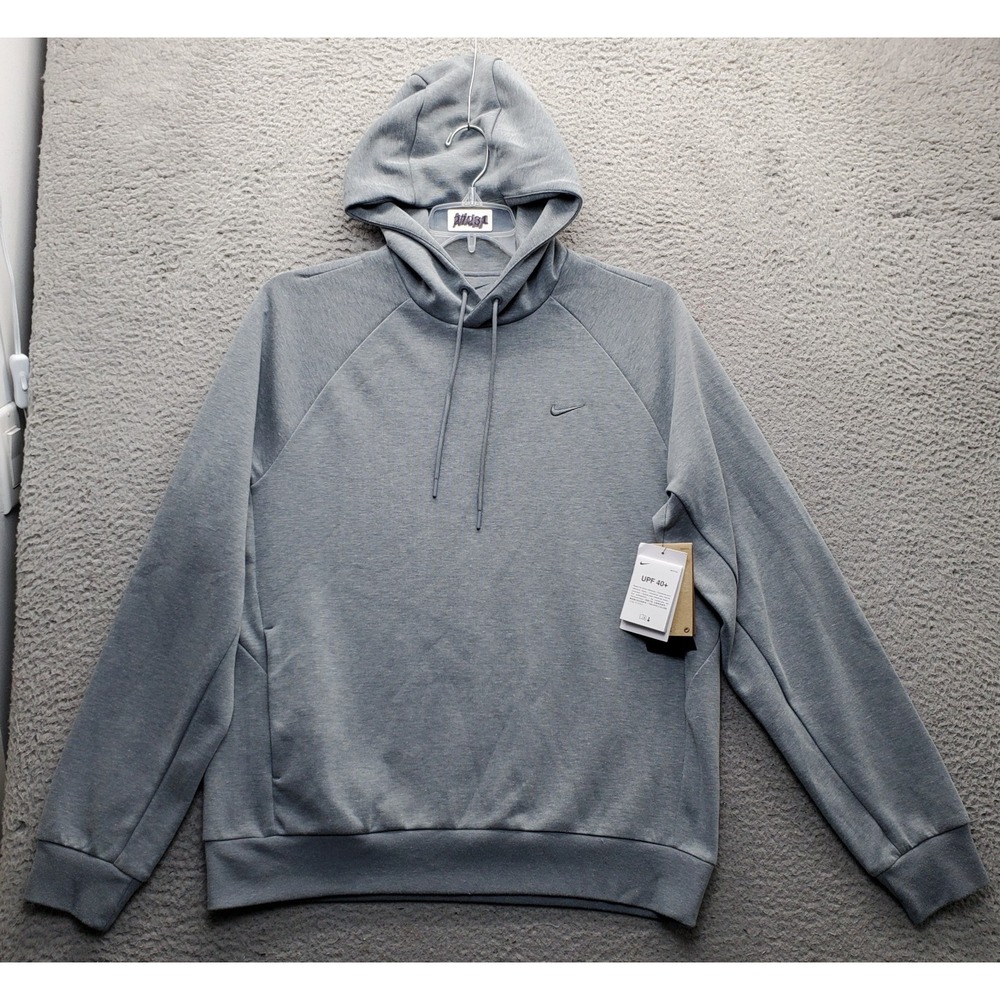 Nike Dri-FIT Primary Fleece Hoodie Mens Medium Gray Pullover Performance UPF 40+